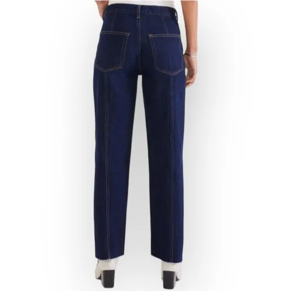 Etica Denim Tyler Seamed Straight Crop Jeans Night Swim Dark Rigid Denim Recycle