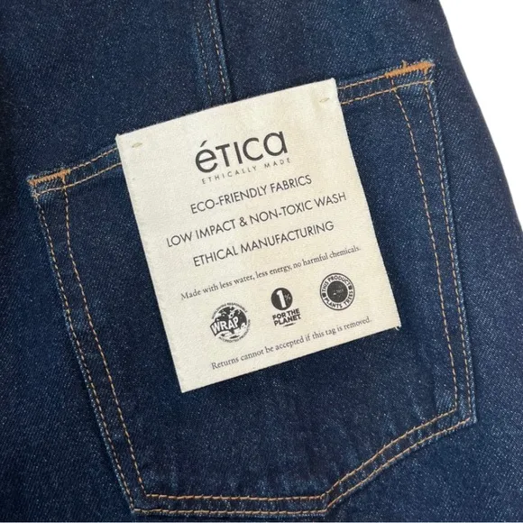 Etica Denim Tyler Seamed Straight Crop Jeans Night Swim Dark Rigid Denim Recycle