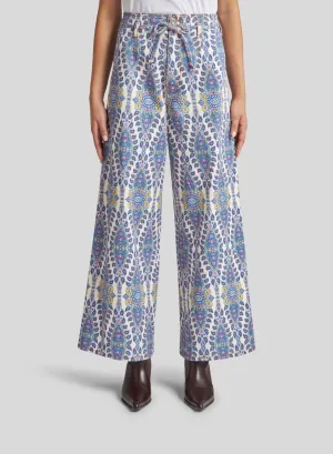 ETRO | Culotte Jeans with Belt and Medallion/Paisley Motif