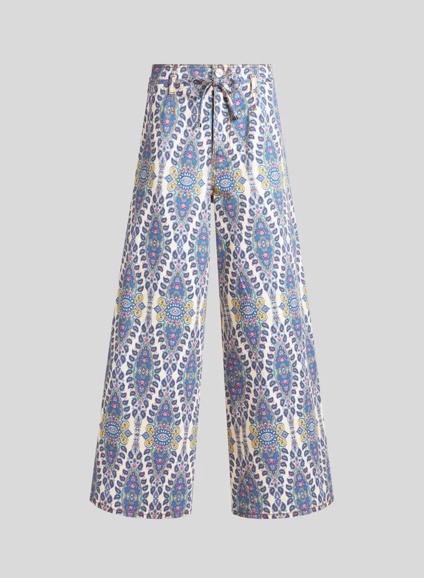 ETRO | Culotte Jeans with Belt and Medallion/Paisley Motif