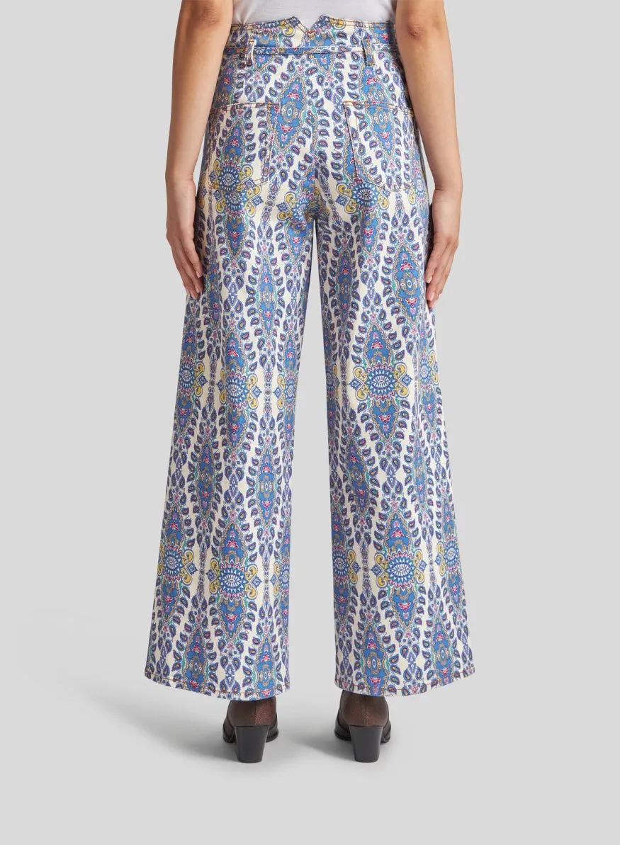ETRO | Culotte Jeans with Belt and Medallion/Paisley Motif