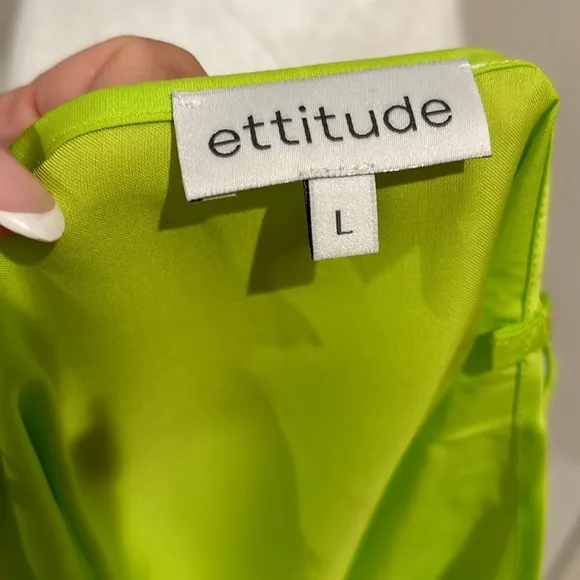 Ettitude lime satin cami &amp; shorts set size large New