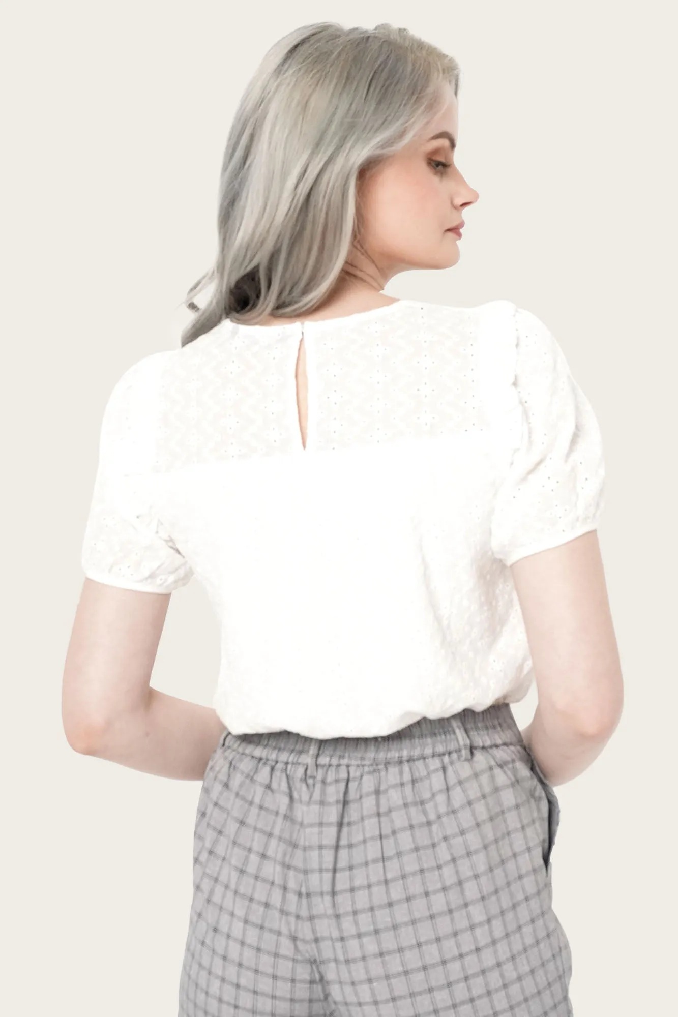 Eyelet Frill Top