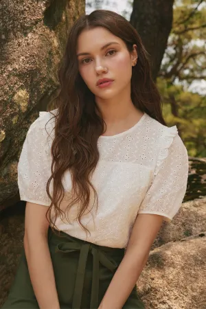 Eyelet Frill Top