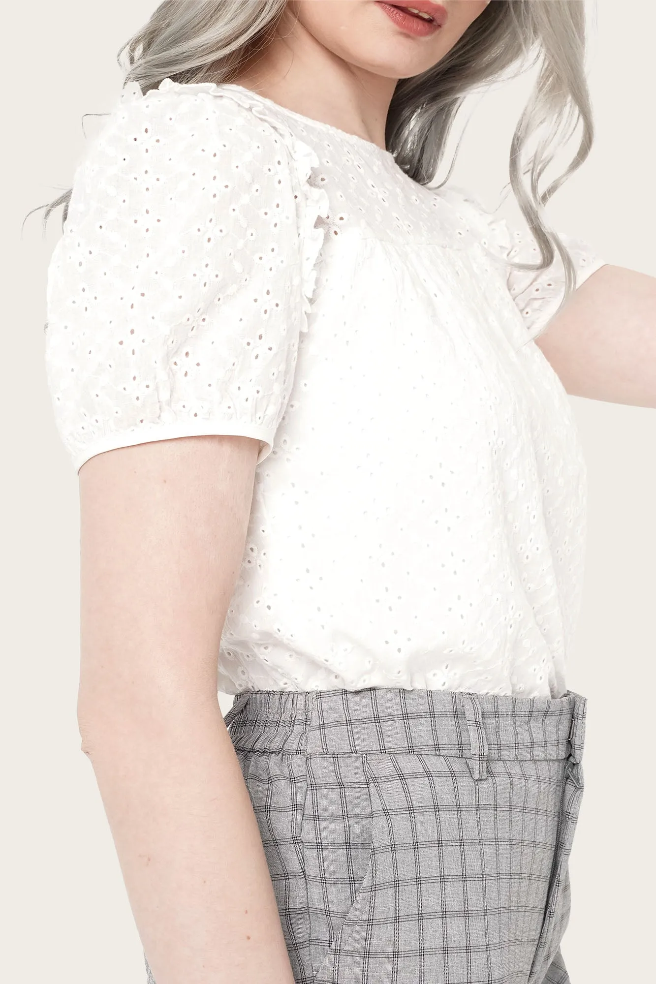 Eyelet Frill Top