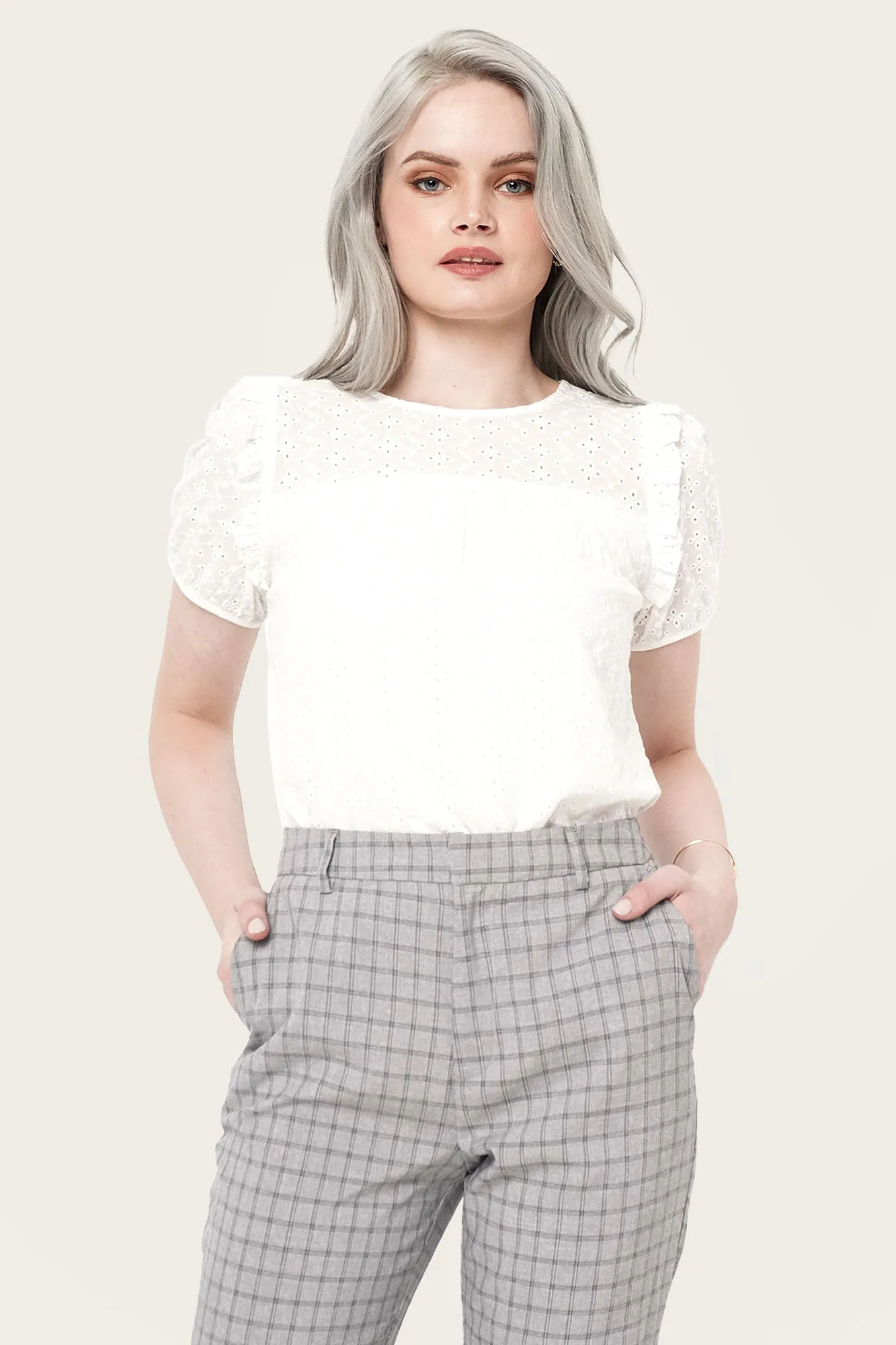 Eyelet Frill Top