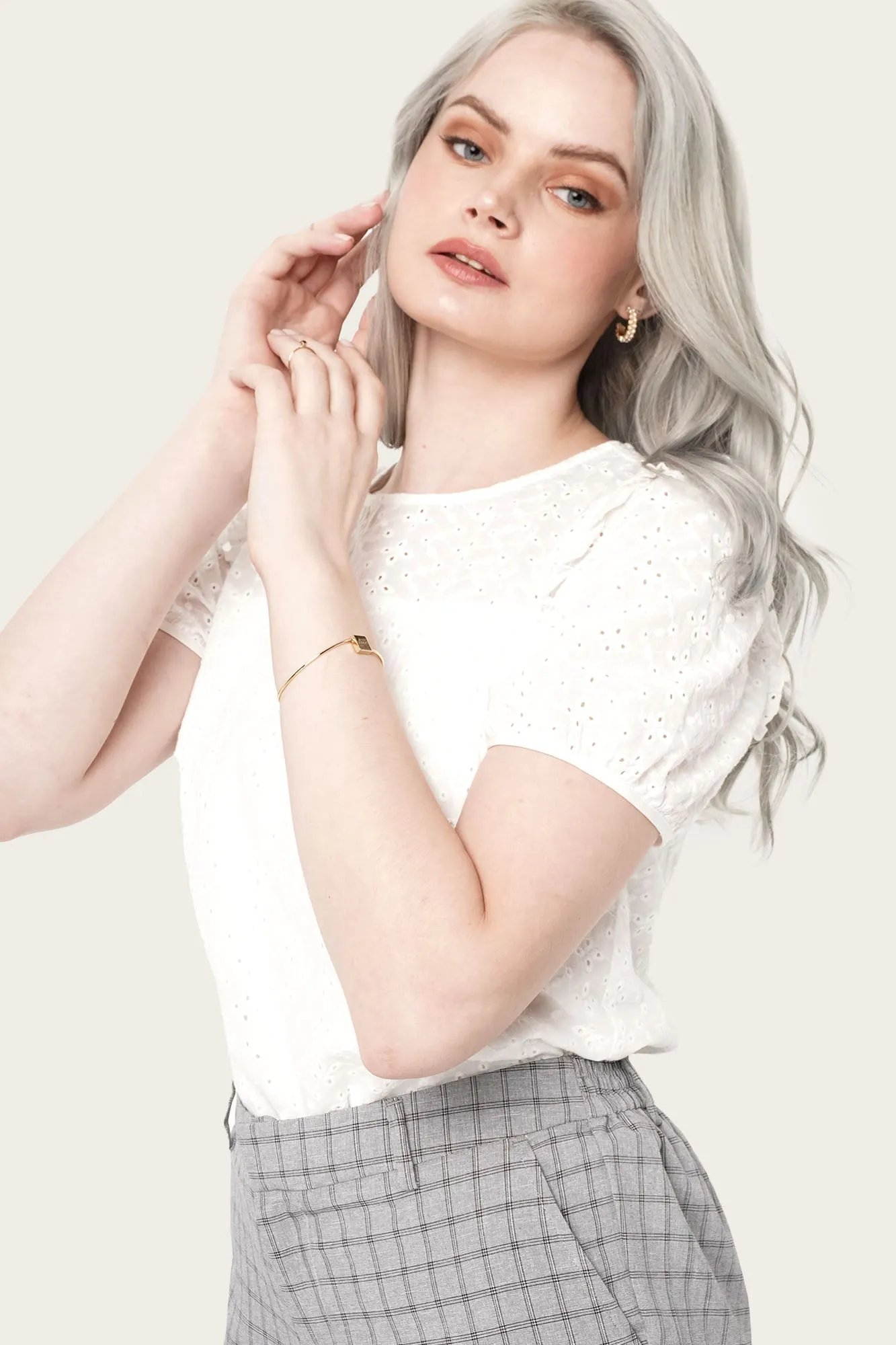 Eyelet Frill Top