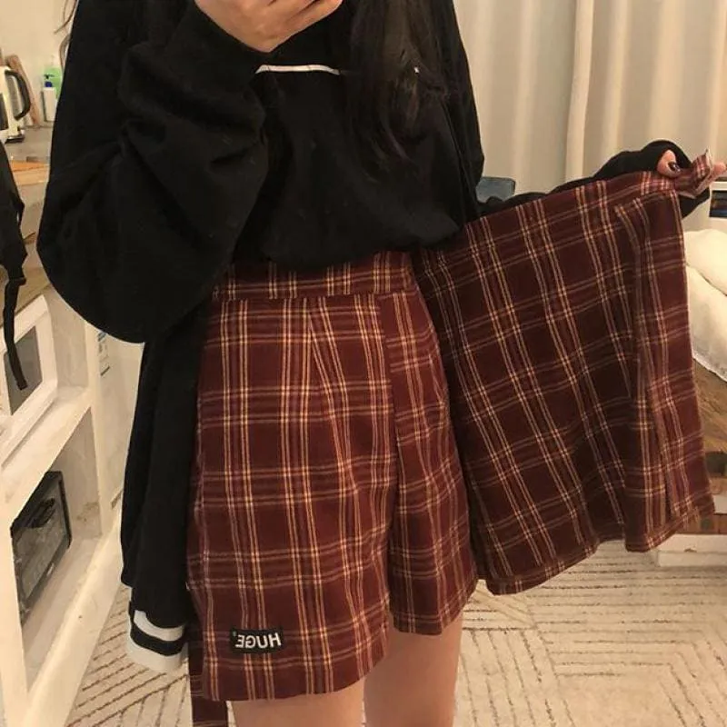 Fashion Vintage Plaid Mini Skirts