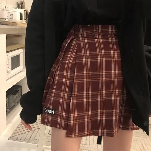 Fashion Vintage Plaid Mini Skirts