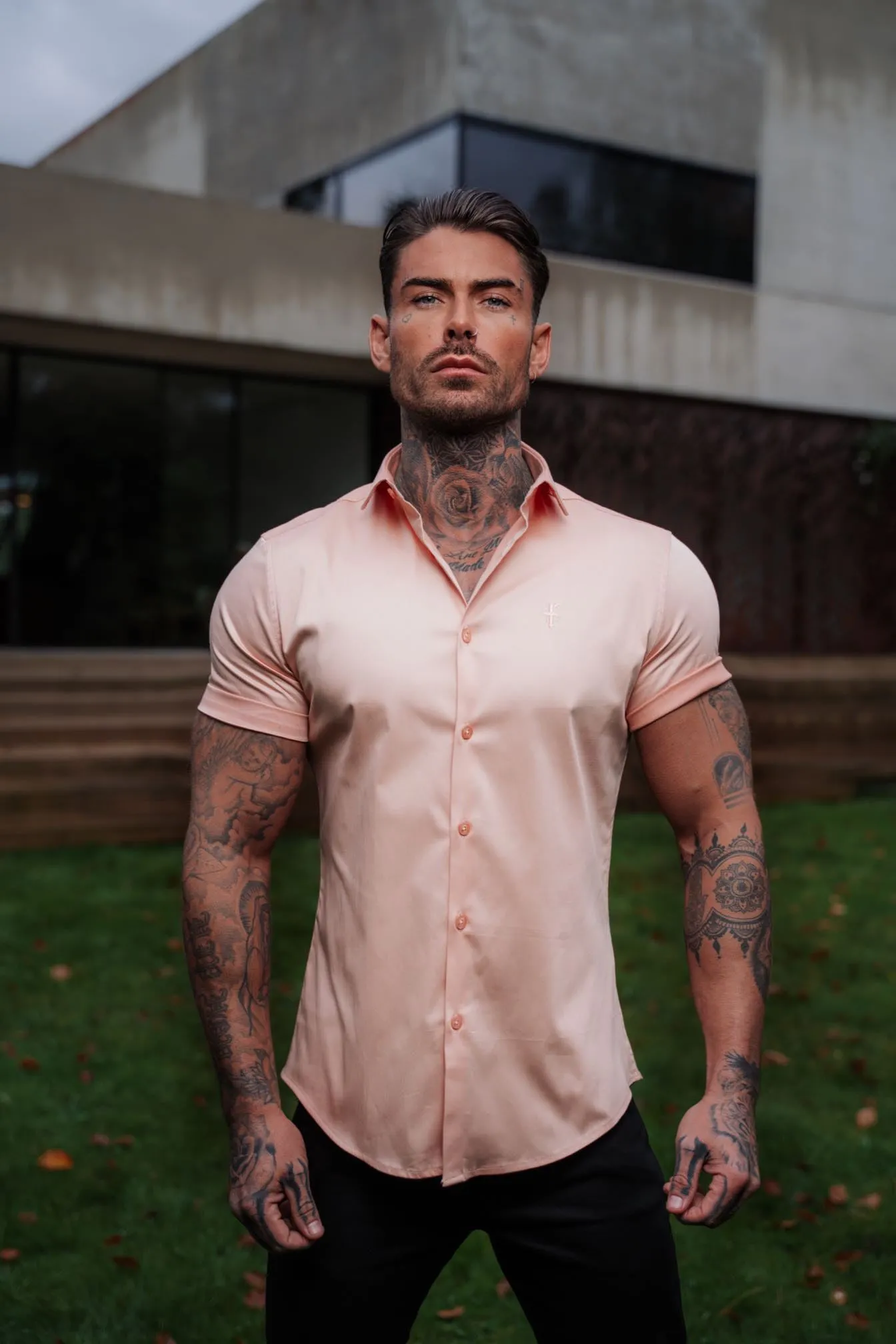 Father Sons Slim Sateen Peach Short Sleeve - FS964