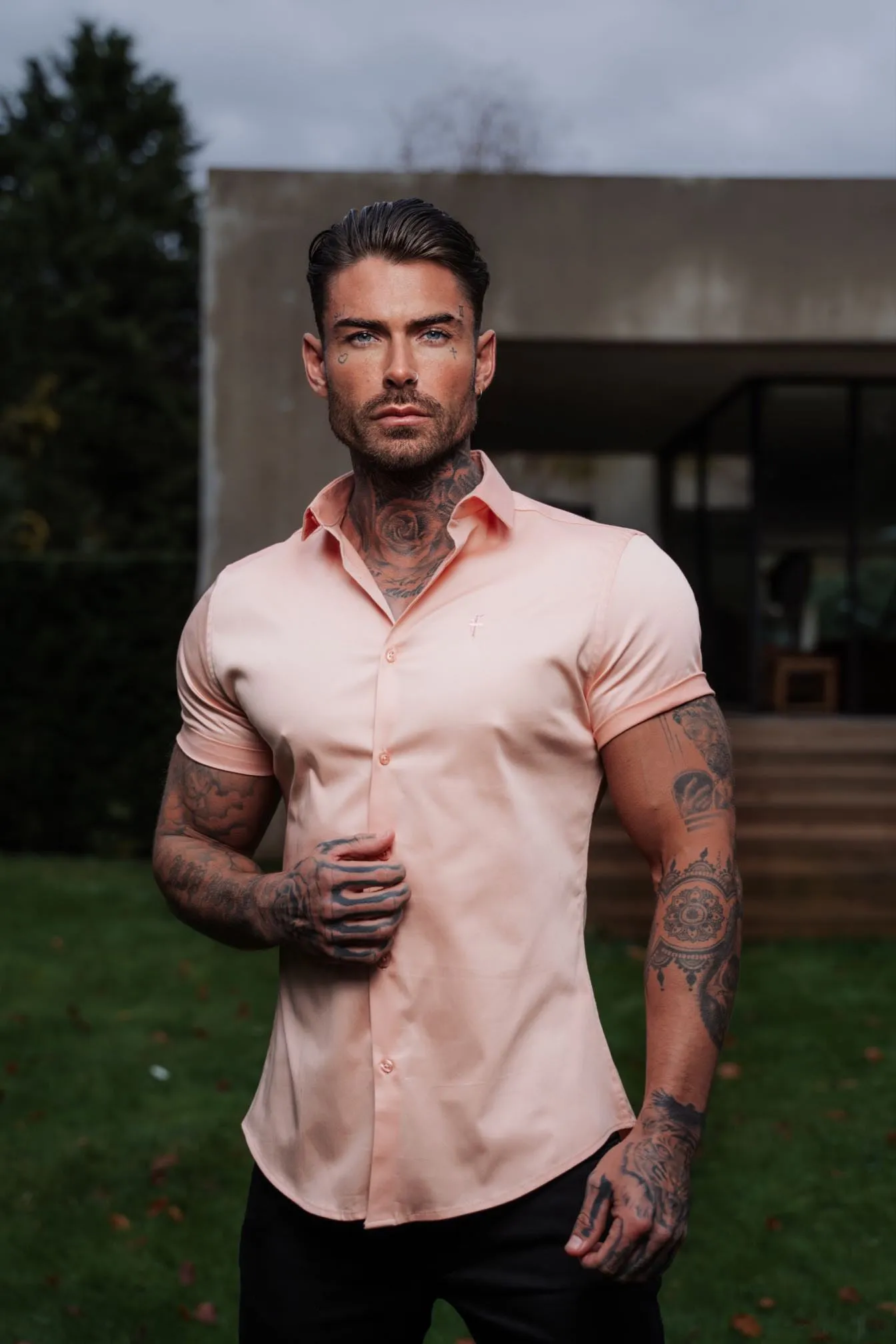 Father Sons Slim Sateen Peach Short Sleeve - FS964