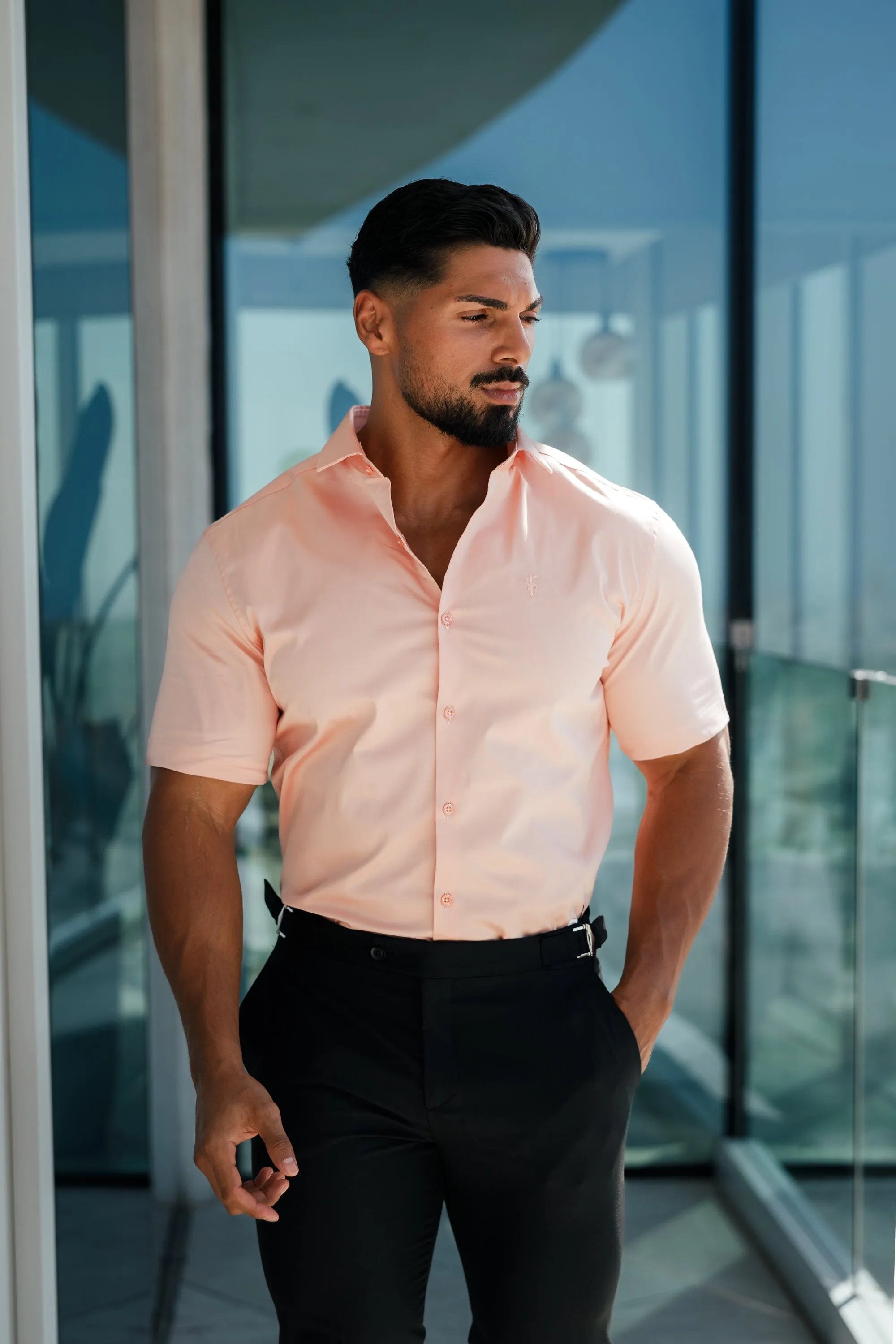 Father Sons Slim Sateen Peach Short Sleeve - FS964