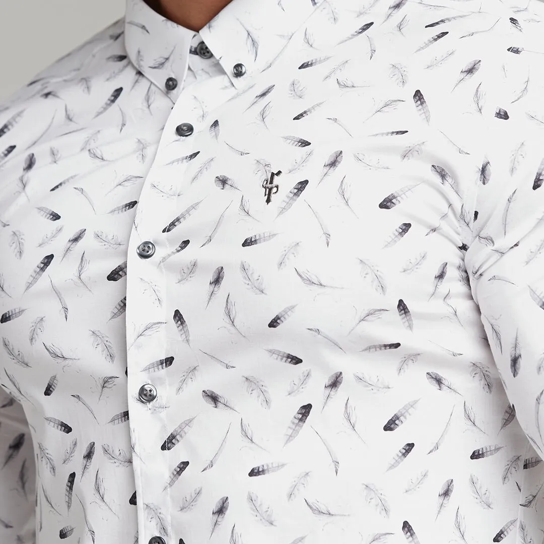 Father Sons Super Slim Stretch Feather Print Long Sleeve - FS429