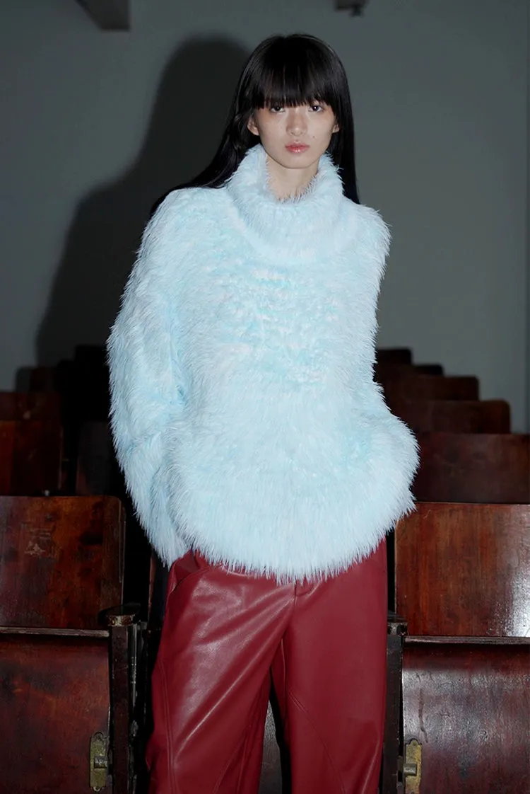 Faux Fur High Neck Sweater