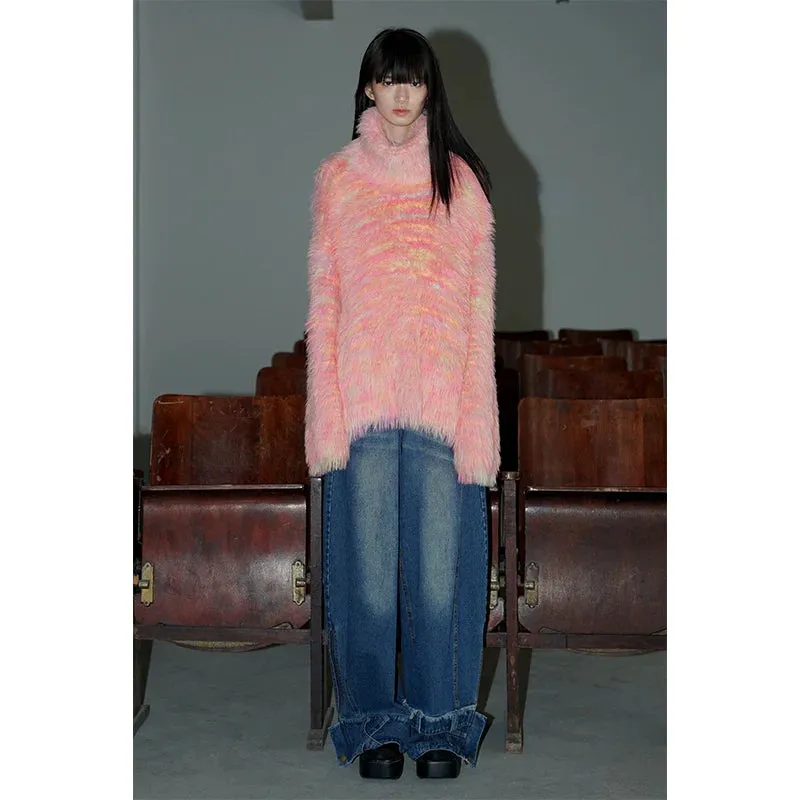 Faux Fur High Neck Sweater