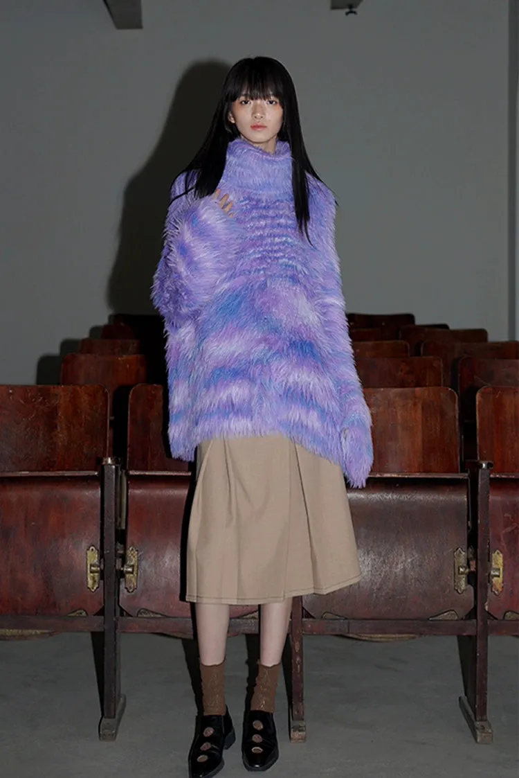 Faux Fur High Neck Sweater