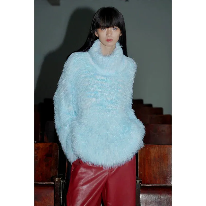 Faux Fur High Neck Sweater
