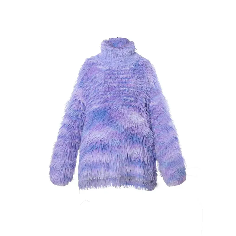 Faux Fur High Neck Sweater