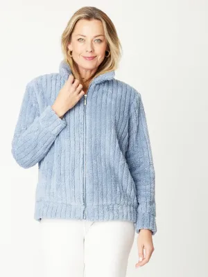 Faux Fur Jacket - 31069 - sky blue/Denim
