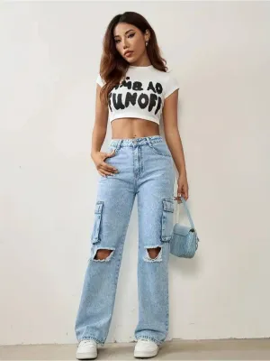 Fearless Fit Knee-Rip Cargo Jeans