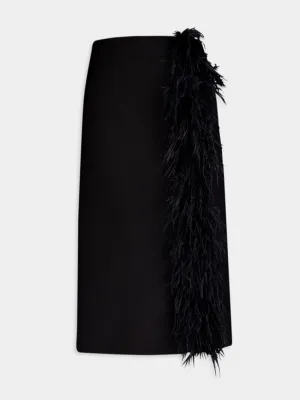 Feather Embellished Pencil Skirt