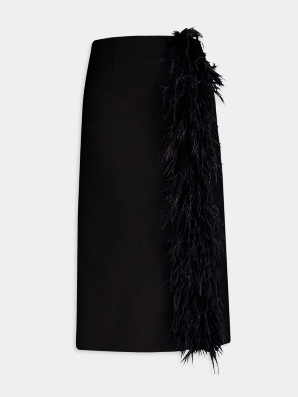 Feather Embellished Pencil Skirt