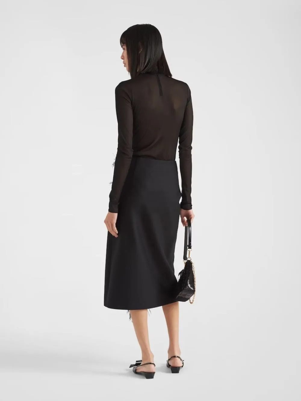 Feather Embellished Pencil Skirt