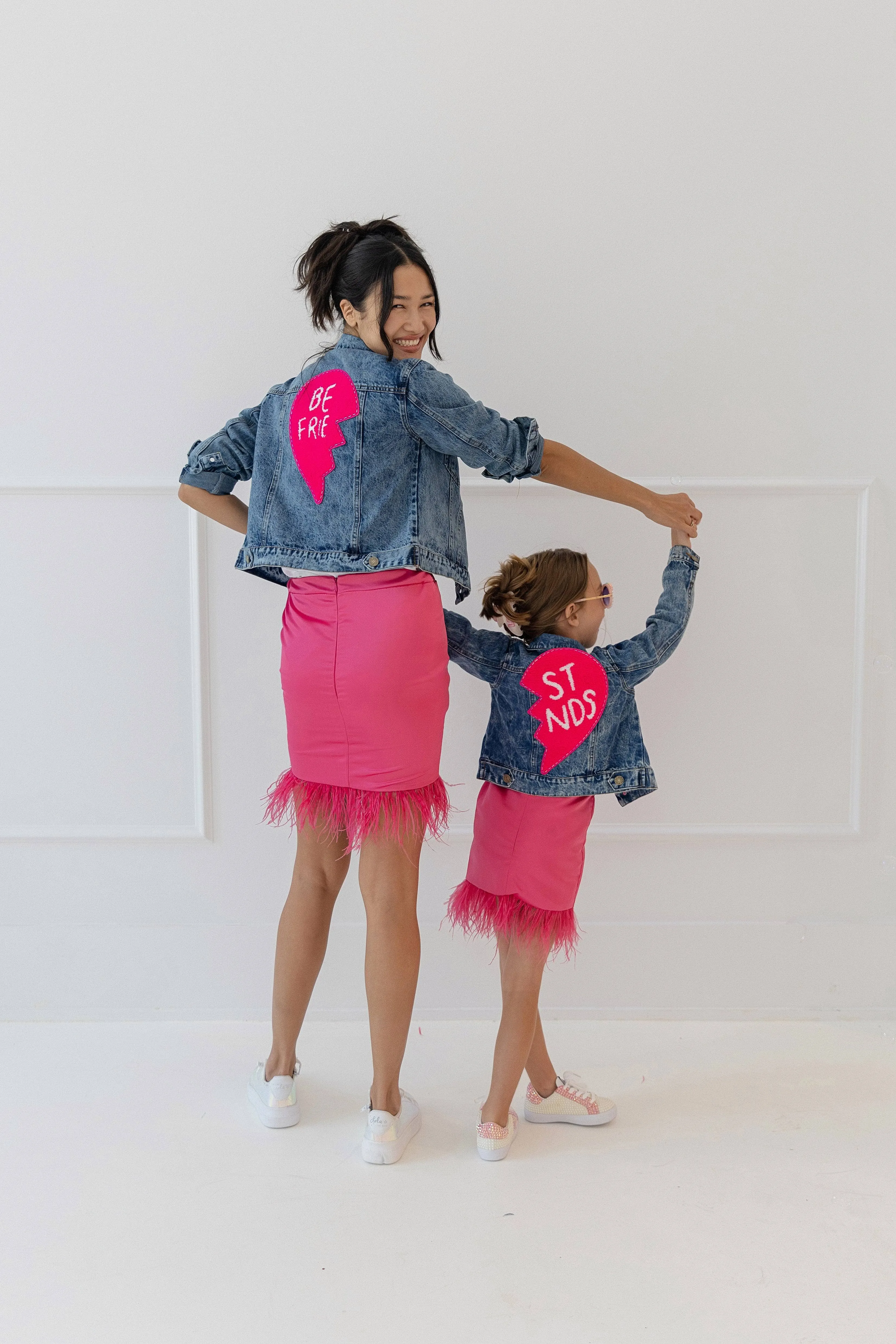 Feather Trims Hot Pink Skirt