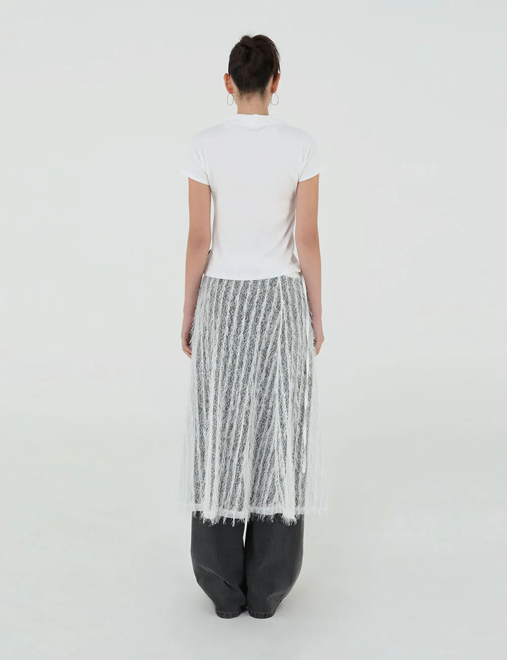 FEATHER WRAP SKIRT(WHITE)