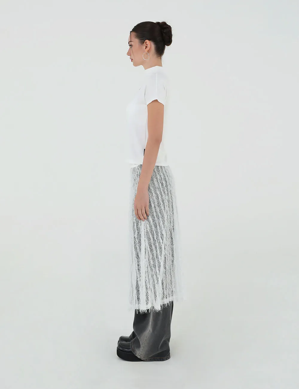 FEATHER WRAP SKIRT(WHITE)