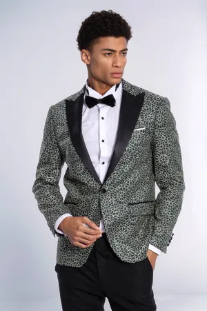 Flower Embroidered Pattern Green Men Prom Blazer - Wessi