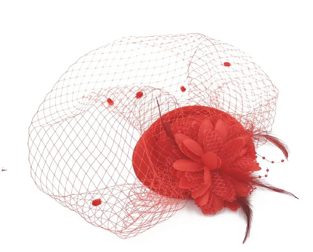 Flower/Feather/Mesh Veil Headband/Fascinator (New)