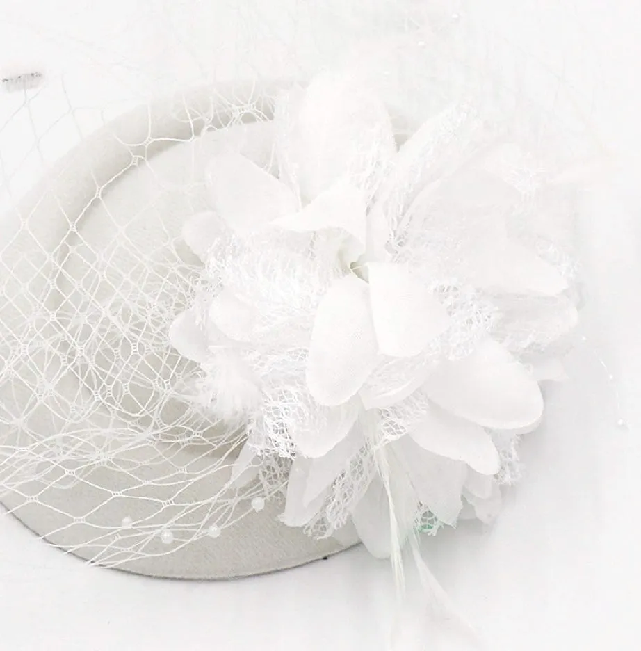Flower/Feather/Mesh Veil Headband/Fascinator (New)