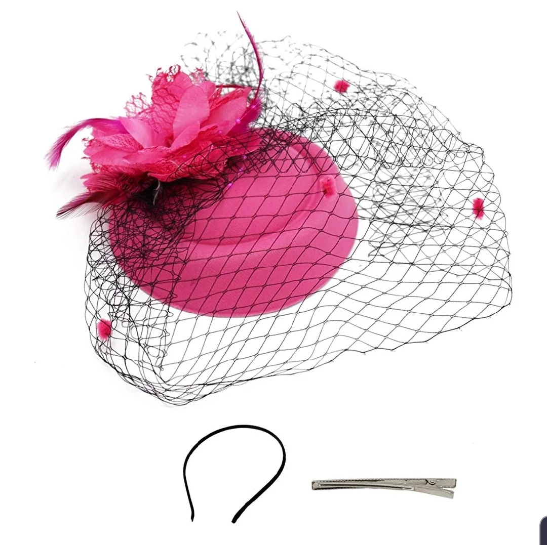 Flower/Feather/Mesh Veil Headband/Fascinator (New)