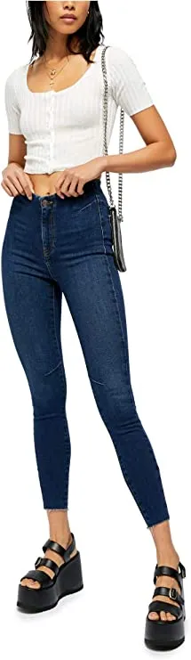 Free People Women's Miles Away High Waist Crop Skinny Jeans in Feel Like Sunshine (24)