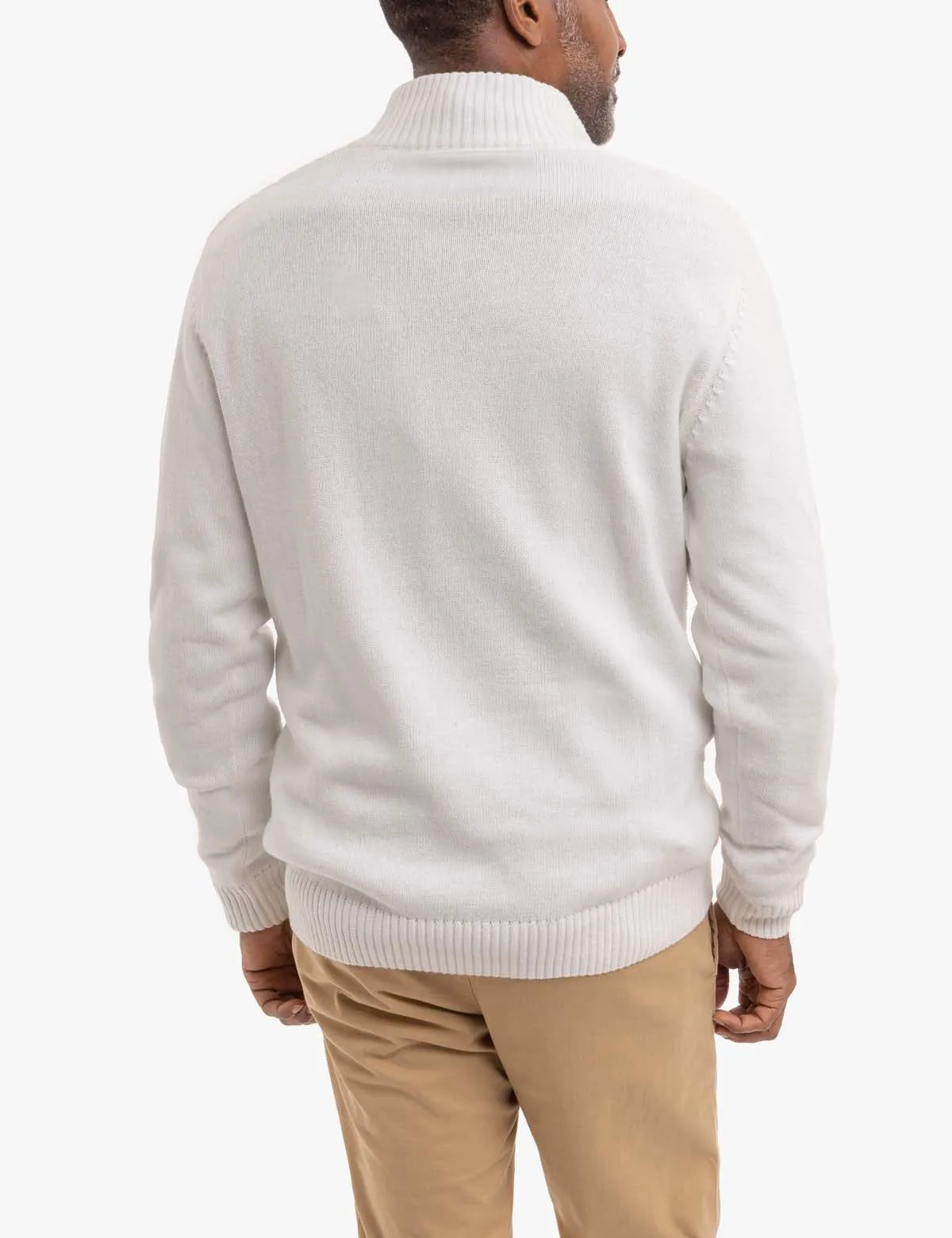 FRONT TEXTURED 1/4 ZIP SWEATER
