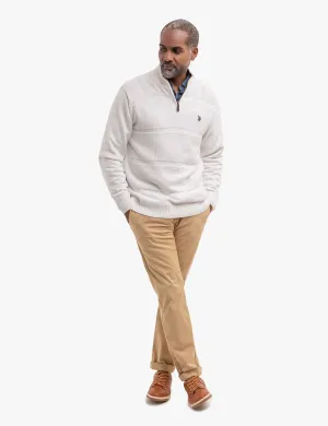 FRONT TEXTURED 1/4 ZIP SWEATER