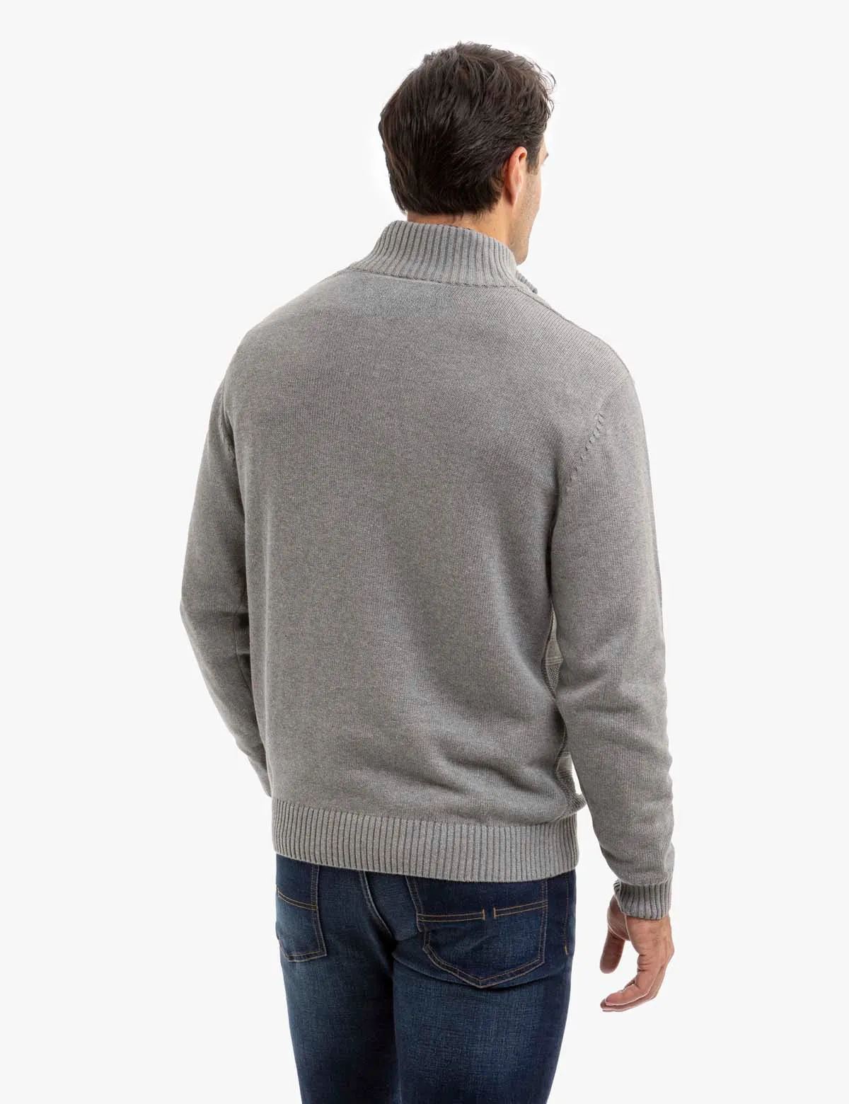 FRONT TEXTURED 1/4 ZIP SWEATER
