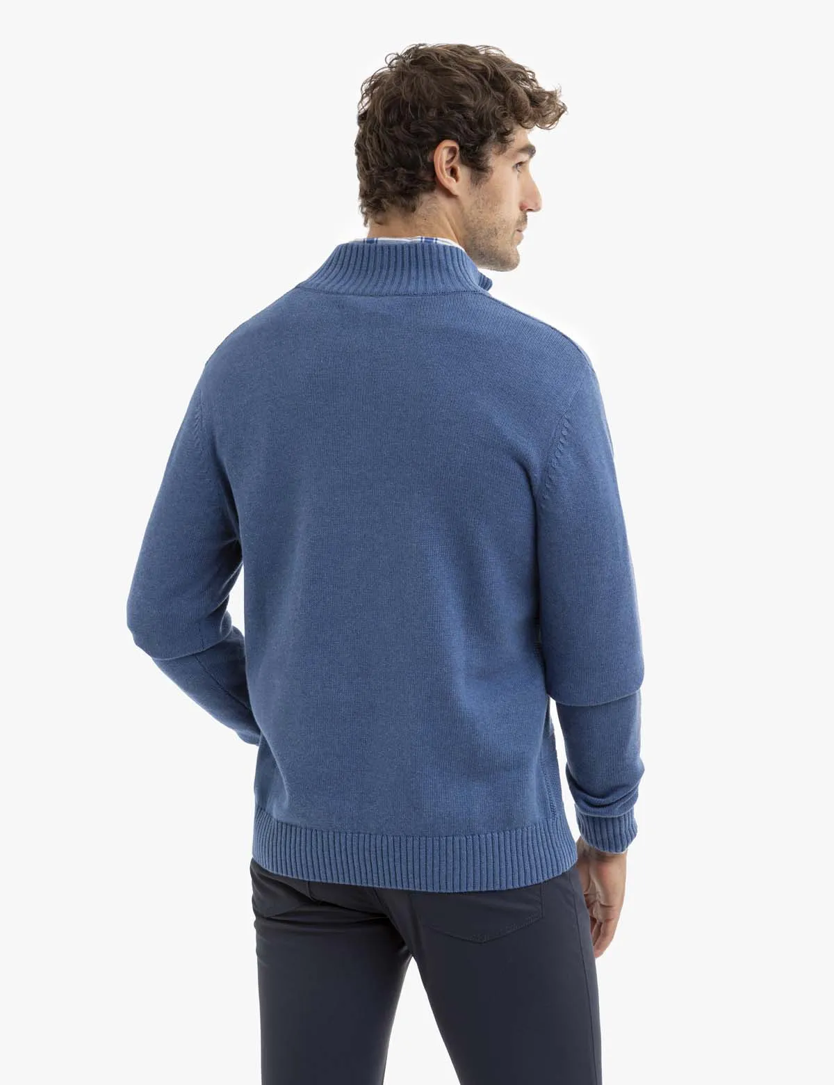 FRONT TEXTURED 1/4 ZIP SWEATER
