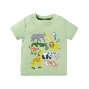 Frugi Little Creature T-Shirt Pf9ge Kiwi Jungle