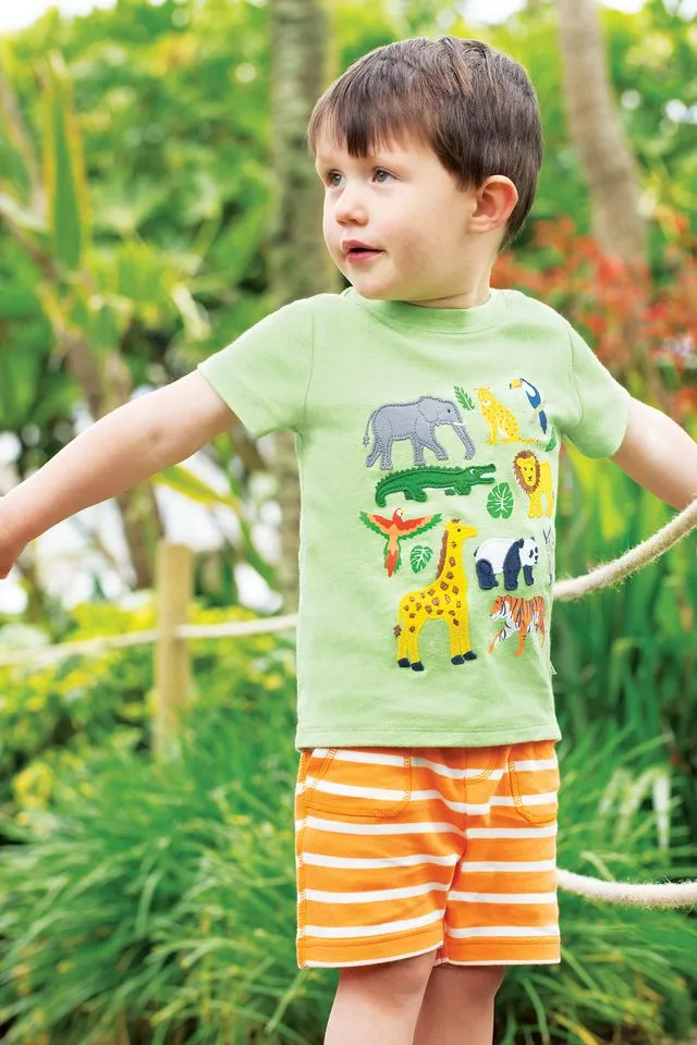Frugi Little Creature T-Shirt Pf9ge Kiwi Jungle
