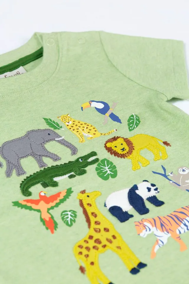 Frugi Little Creature T-Shirt Pf9ge Kiwi Jungle