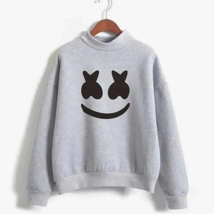Funny Smiley Face Printed Winter Thicken Warm Sweatshirt High Quality Fleece Sweat shirts For Women And