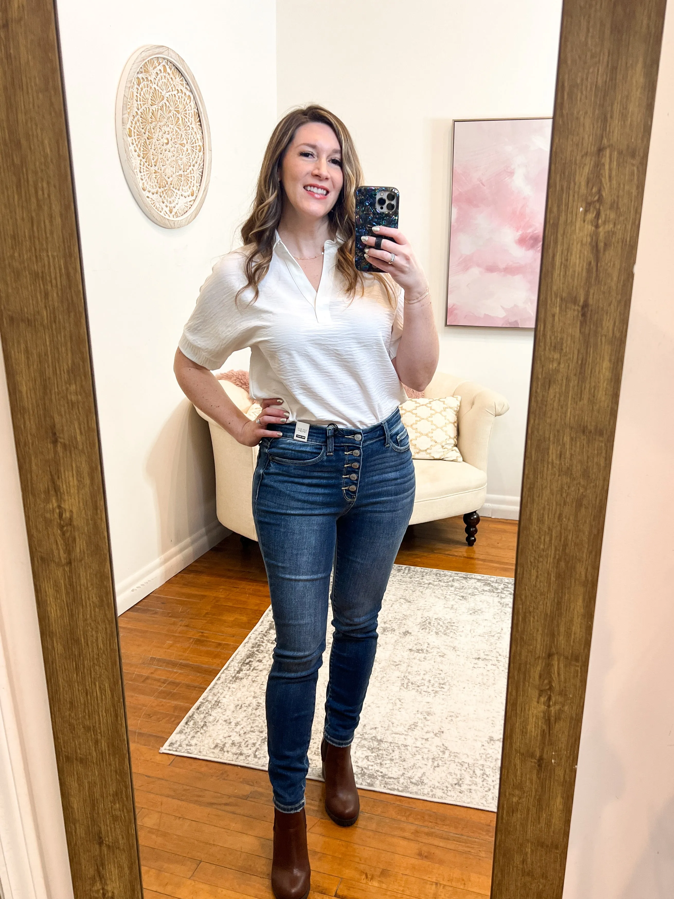 Gabrielle Button Fly Skinny Judy Blue Jeans