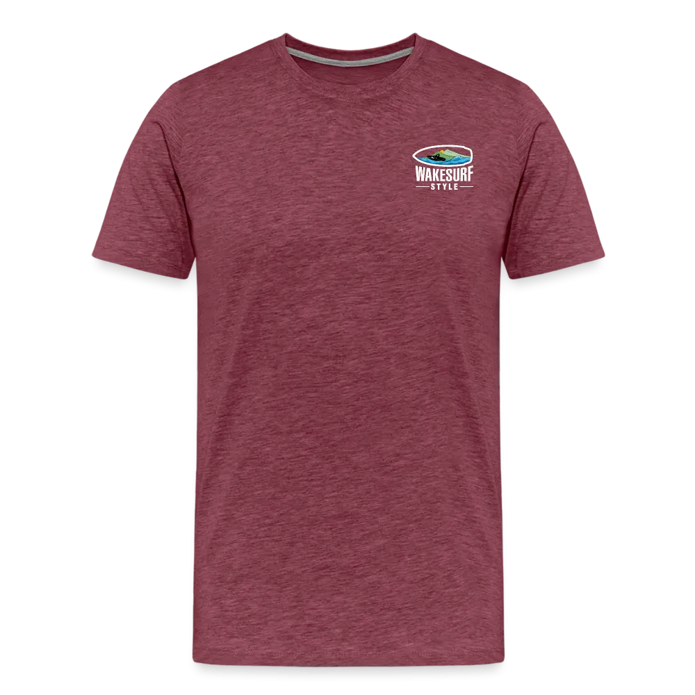 Get Off My Wake Men's Premium T-Shirt - Image on Back, WSS logo on front