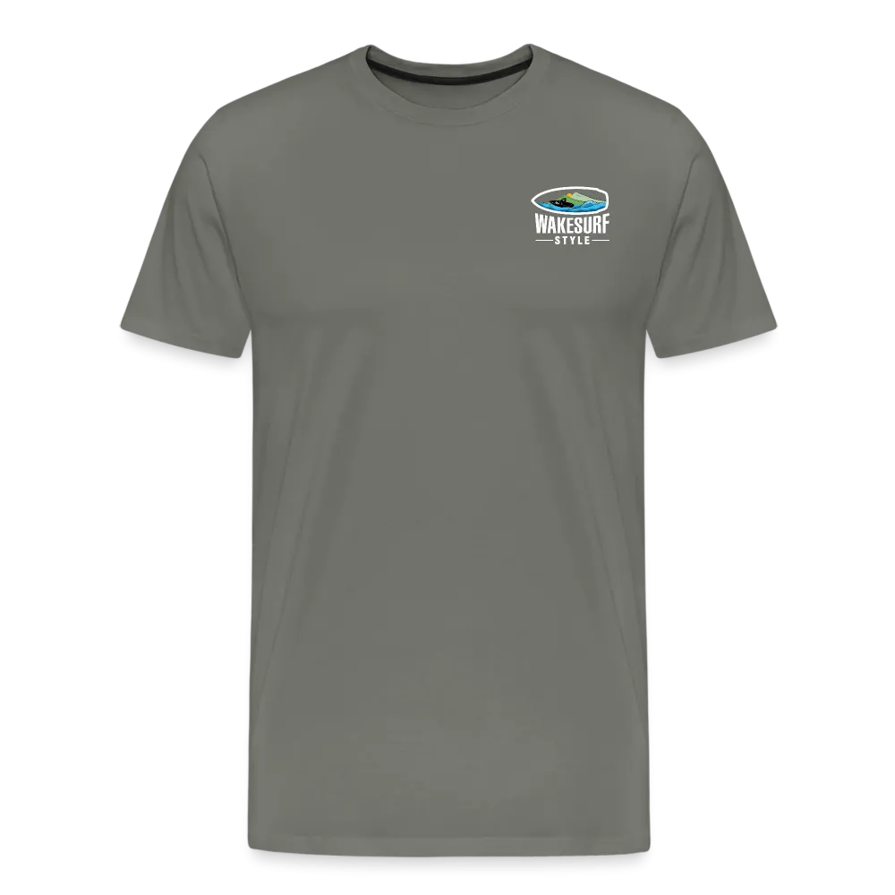 Get Off My Wake Men's Premium T-Shirt - Image on Back, WSS logo on front