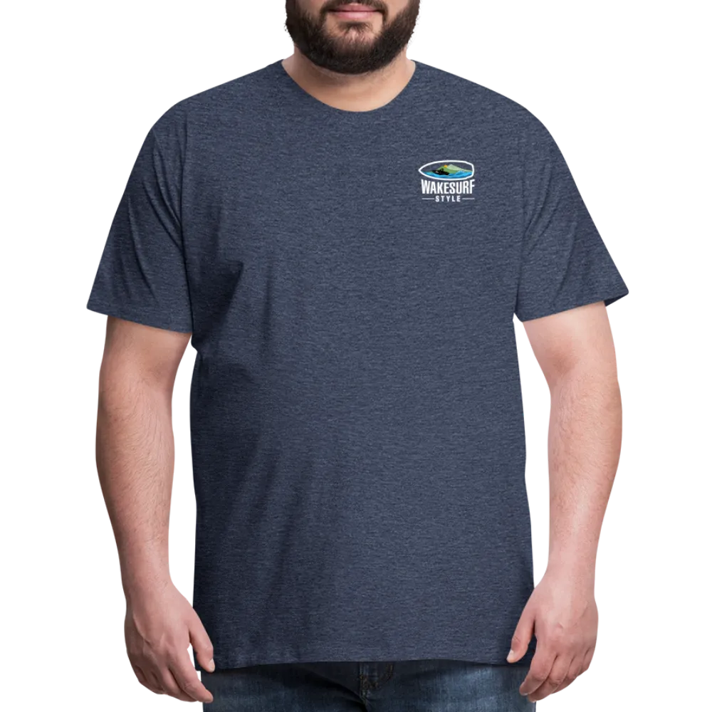 Get Off My Wake Men's Premium T-Shirt - Image on Back, WSS logo on front