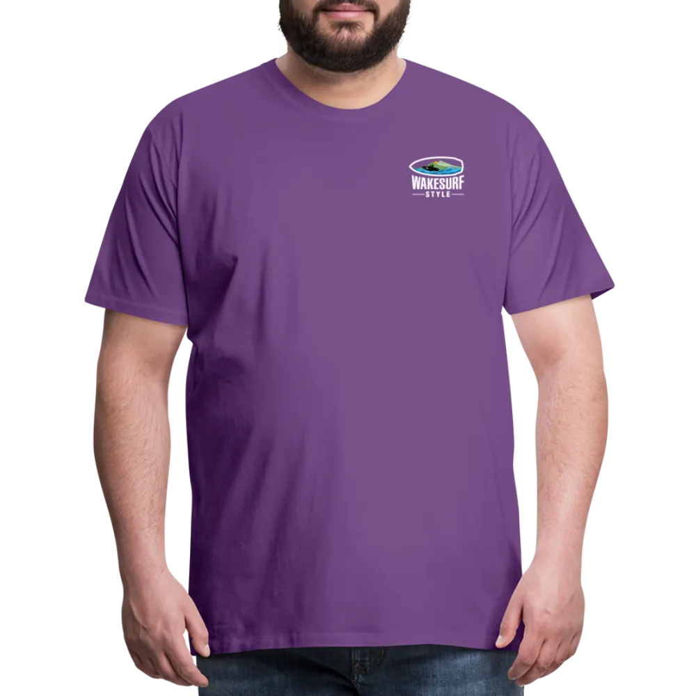 Get Off My Wake Men's Premium T-Shirt - Image on Back, WSS logo on front