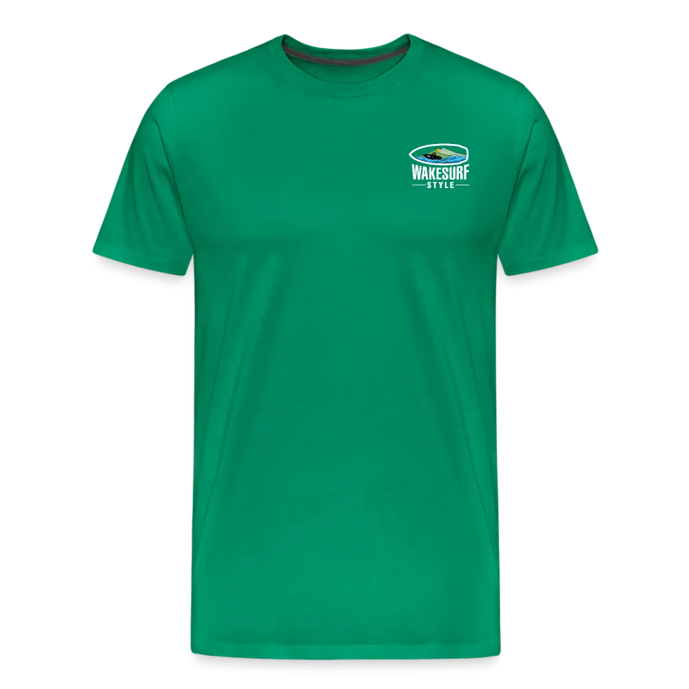 Get Off My Wake Men's Premium T-Shirt - Image on Back, WSS logo on front
