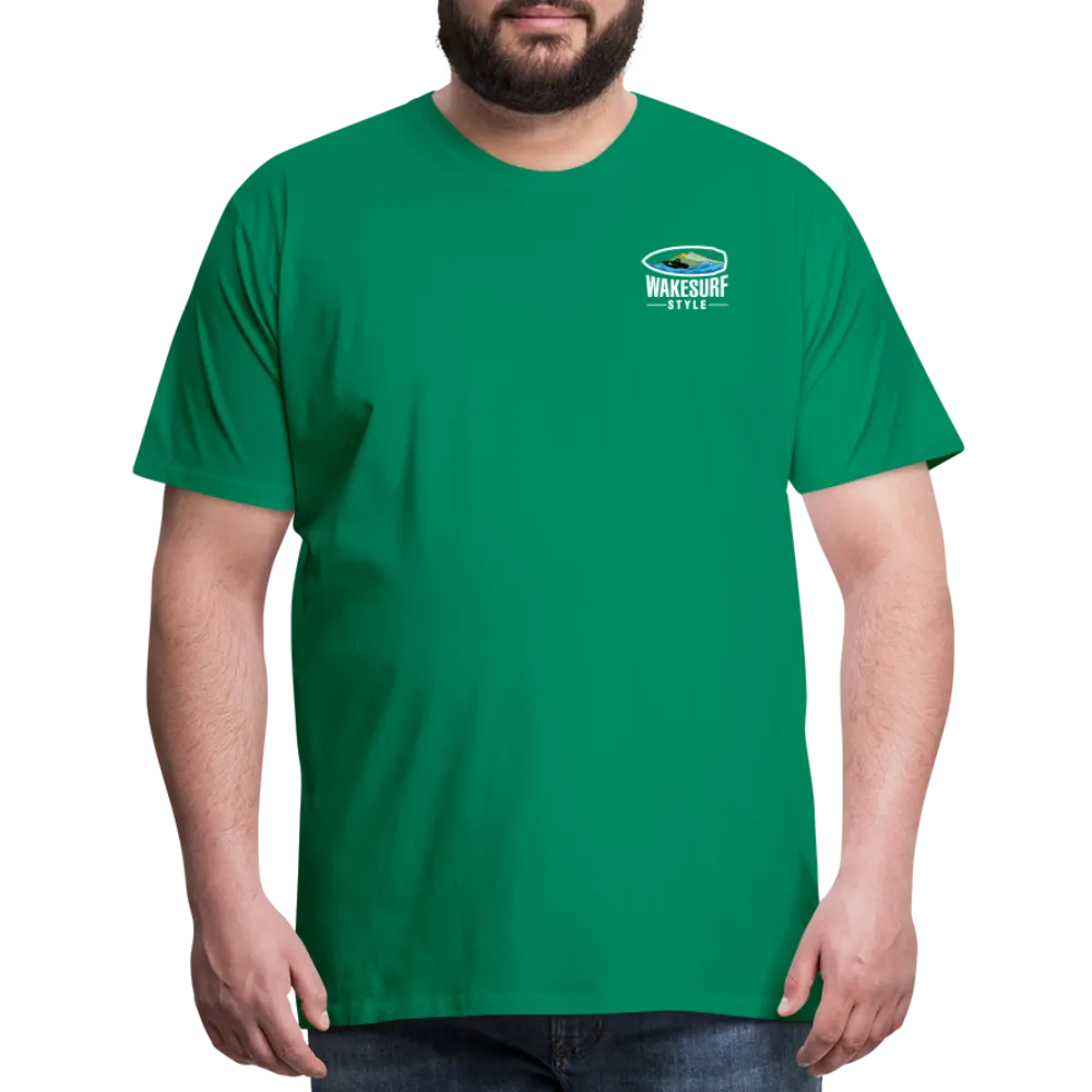 Get Off My Wake Men's Premium T-Shirt - Image on Back, WSS logo on front